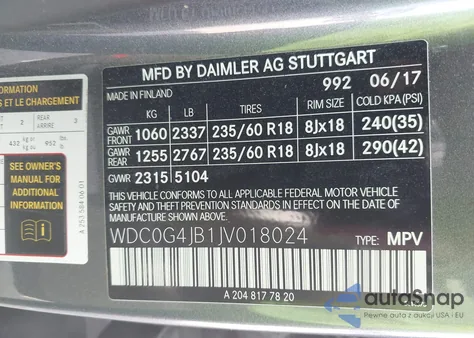 2018 Mercedes-Benz Glc 300 from USA, damaged, VIN WDC0G4JB1JV018024